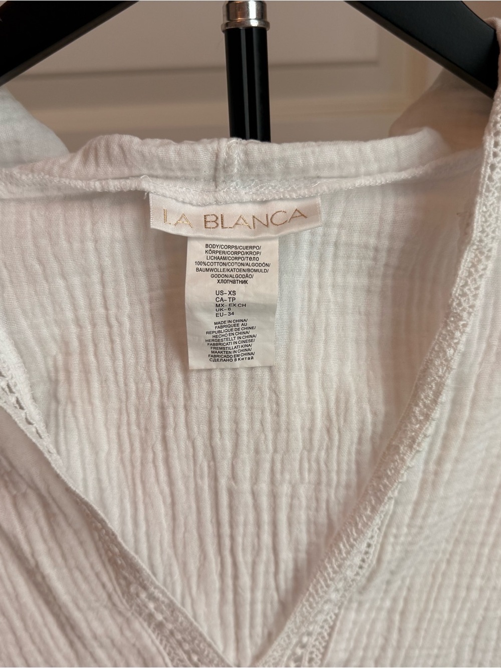 La Blanca White Cotton V‑Neck Chemise